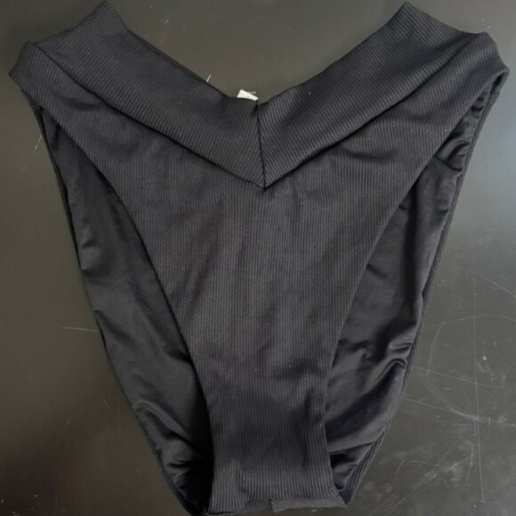 Becca | Women's Modern Edge Black High-Waist Ribbed Bikini Bottoms - Picture 3 of 4